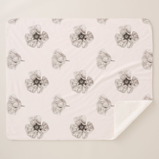 Couverture Sherpa Botanique de fleurs de pavot (Devant (Horizontal))