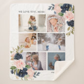 Couverture Sherpa Botanique Floral Maman Photo Collage Aquarelle (Devant)