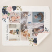 Couverture Sherpa Botanique Floral Maman Photo Collage Aquarelle (Devant (Horizontal))