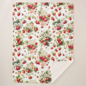 Couverture sherpa botanique fraise cosy (Devant)