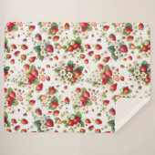 Couverture sherpa botanique fraise cosy (Devant (Horizontal))