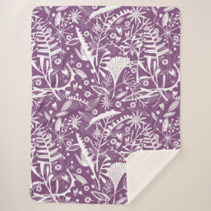 Couverture Sherpa Botanique violet moderne