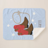 Couverture Sherpa Bottes et corde de cowboy rouges et Brown, personn (Devant (Horizontal))
