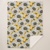 Couverture Sherpa Bouches blanches, fleurs sauvages sur jaune (Devant)