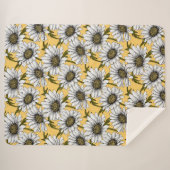 Couverture Sherpa Bouches blanches, fleurs sauvages sur jaune (Devant (Horizontal))