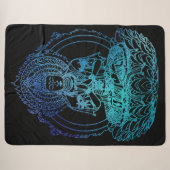 Couverture Sherpa Bouddha en flammes sarcelle et bleu (Devant (Horizontal))