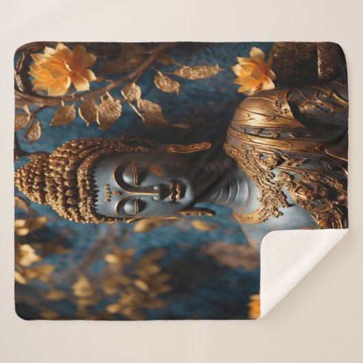 Couverture Sherpa Bouddha Ultra Soft Sherpa Blanche (Devant (Horizontal))