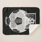 Couverture Sherpa Boule de football en blanc et noir avec do-it-your (Devant (Horizontal))