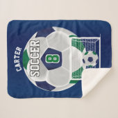 Couverture Sherpa Boule de football en vert foncé et bleu (Devant (Horizontal))