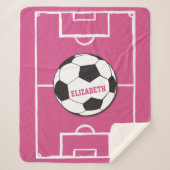 Couverture Sherpa Boule de soccer personnalisée et rose de champ (Devant)