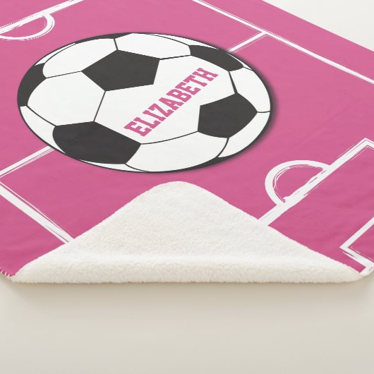 Couverture Sherpa Boule de soccer personnalisée et rose de champ (3/4)