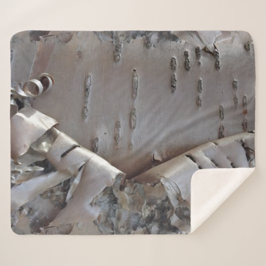 Couverture Sherpa Bouleau Tronc Écorce Bouclée Rustique (Devant (Horizontal))
