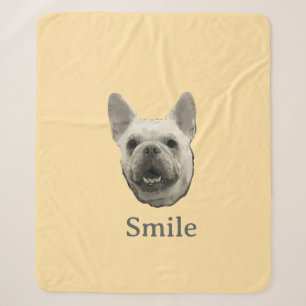 Couverture Sherpa Bouledogue Français Beige Sourire