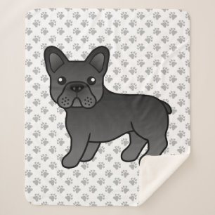 Couverture Sherpa Bouledogue Français Noir Chien de Dessin Animé Mig