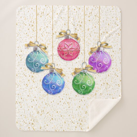 Couverture Sherpa Boules de Noël et Confetti (Devant)