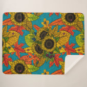 Couverture Sherpa Bouquet d'automne en bleu (Devant (Horizontal))