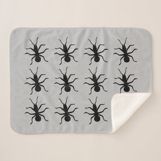 Couverture Sherpa Bouquet de Déplaisantes Crawly Black Ants sur Grey (Devant (Horizontal))