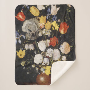 Couverture Sherpa Bouquet de fleurs dans un vase de terre (1610)