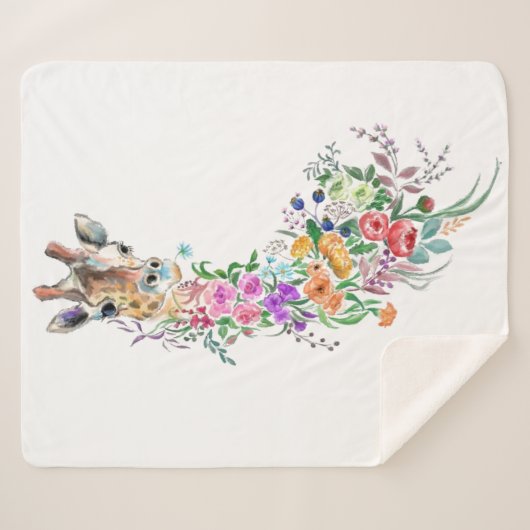 Couverture Sherpa Bouquet de fleurs Giraffe Sherpa Blanket (Devant (Horizontal))