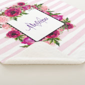 Couverture Sherpa Bouquet de fleurs roses et coquelicots sur bandes  (3/4)