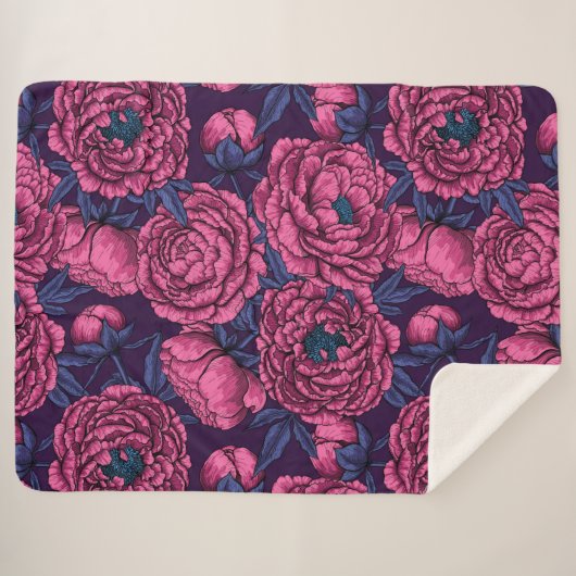 Couverture Sherpa Bouquet de galets roses (Devant (Horizontal))