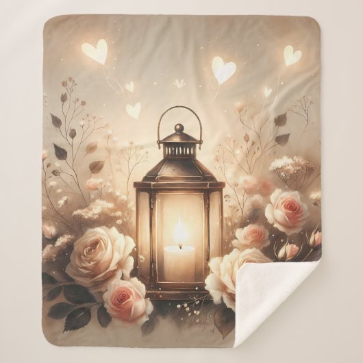 Couverture Sherpa Bouquet de lanterne rose Glow (Devant)