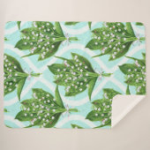 Couverture Sherpa Bouquet de lis de la vallée fleurs sur le bleu (Devant (Horizontal))