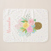 Couverture Sherpa Bouquet Rose d'ananas mignon rose (Devant (Horizontal))