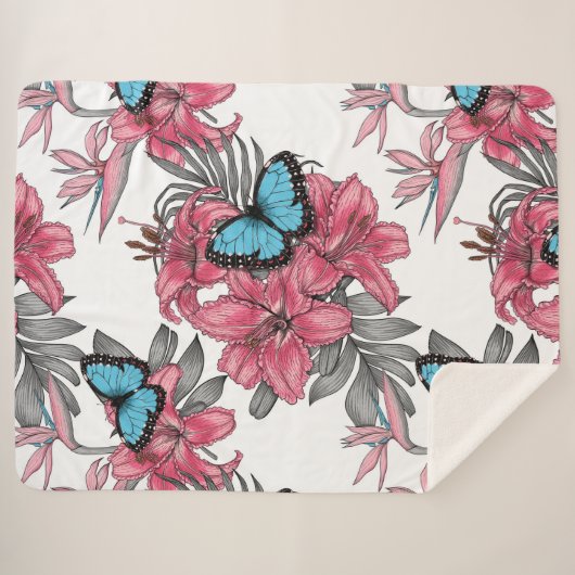 Couverture Sherpa Bouquet tropical (Devant (Horizontal))