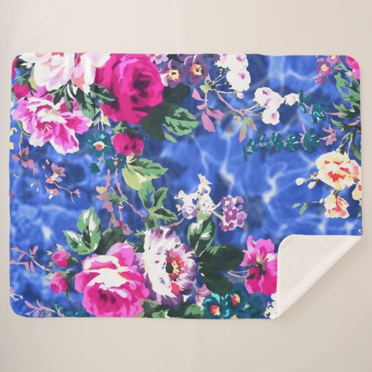 Couverture Sherpa Bouquets avec roses (Devant (Horizontal))