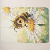 Couverture Sherpa Bourdon doré en danse fleurie (Devant (Horizontal))