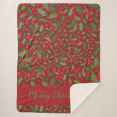 Couverture Sherpa Bourgogne Mistletoe Joyeux Noël (Devant)