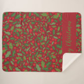 Couverture Sherpa Bourgogne Mistletoe Joyeux Noël (Devant (Horizontal))