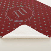Couverture Sherpa Bourgogne Red Stars Motif Élégant Monogramme (3/4)
