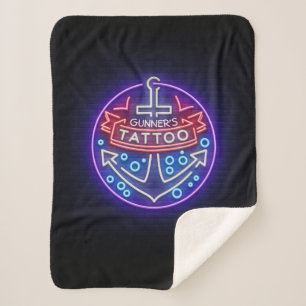Couverture Sherpa Boutique de tatouage personnalisée Style néon naut
