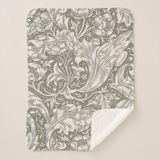 Couverture Sherpa Bouton de fiancé en damas antique de William Morri (Devant)