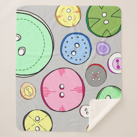 Couverture Sherpa Boutons pastel colorés (Devant)