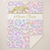 Couverture Sherpa *~* Bouts de teinture Leopard Or Pastel (Devant)