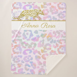Couverture Sherpa *~* Bouts de teinture Leopard Or Pastel