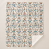 Couverture Sherpa Bows bleus et fleurs rustiques (Devant)