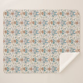Couverture Sherpa Bows bleus et fleurs rustiques (Devant (Horizontal))