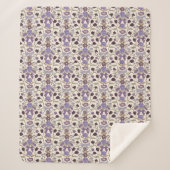 Couverture Sherpa Bows pourpres et fleurs rustiques (Devant)