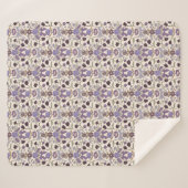 Couverture Sherpa Bows pourpres et fleurs rustiques (Devant (Horizontal))