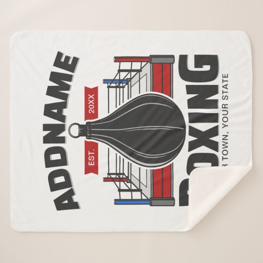 Couverture Sherpa Boxe Anneau AJOUTER NOM Boxer Gym Speed Sac (Devant (Horizontal))