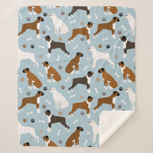 Couverture Sherpa Boxer Chien Bones et pattes Sherpa Blanket (Devant)