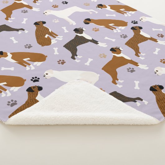 Couverture Sherpa Boxer Dog Bones and Paws Sherpa Blanket (3/4)