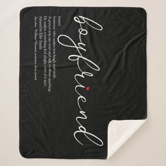 Couverture Sherpa Boyfriend Définition Amour Coeur Élégant Script (Devant)