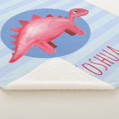 Couverture Sherpa Boys Cute Aquarelle Dinosaur Enfants Bleu (3/4)