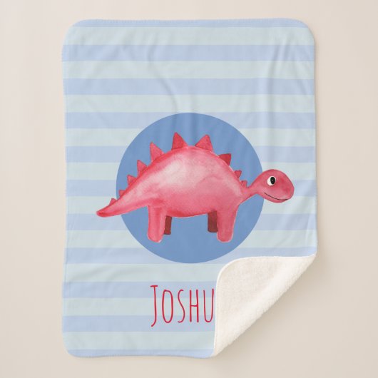 Couverture Sherpa Boys Cute Aquarelle Dinosaur Enfants Bleu (Devant)