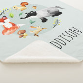 Couverture Sherpa Boys Cute Forest Animaux Badger & Fox Name Kids (3/4)